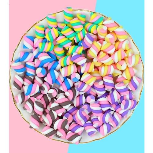 10Pcs Cotton Candy Charms for Slime DIY Polymer Bead Filler Addition Slime Accessories Toys Modeling Clay Doll House Decoration
