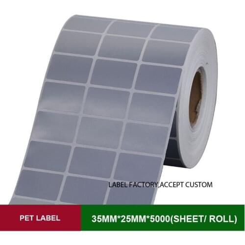 35*25mm*5000 sheets PET label paper triplex row thermal transfer adhesive stickers compatible with G530,CP3140,C168