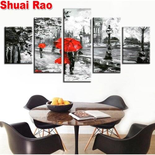 5Pcs big ben Lovers Romantic landscape 5d diy diamond painting full square/round mosaic mosaic full diamond scenery embroidery