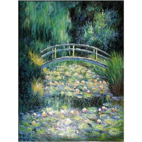 5D Diy "Water Lilies And Japanese Bridge Claude Monet" Rhinestones Cross Stitch Embroidery Picture Diamond Painting XN1067