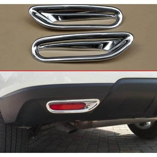 Car Styling Chrome Rear Bumper Fog Light Lamp Covers Reflector For Nissan X-Trail (T32) Rogue 2014 2015 2016 Molding Accessories