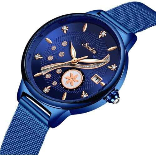 SUNKTA luxury ladies watch top brand ladies mesh belt ultra-thin stainless steel watch waterproof clock quartz watch Reloj Mujer