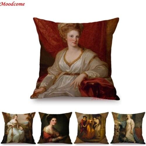 Angelica Kauffman World Famous European Royal Elegant Lady Portrait Oil Painting Pillow Case Neoclassic Decoration cushion Cover