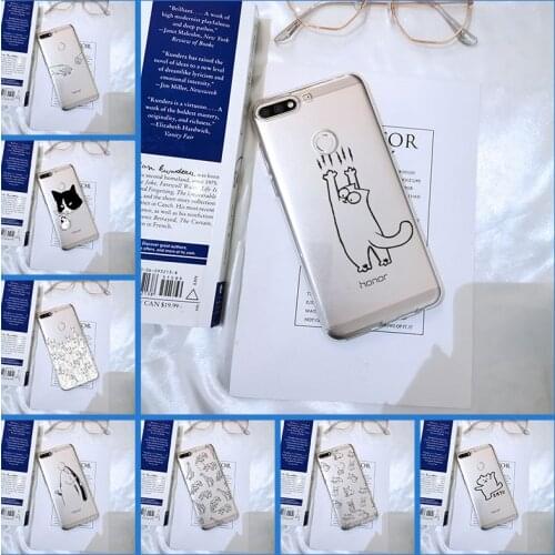 Back Cover For Huawei Honor 7 8 9 10 Lite Funny Cat Cute Silicone Phone Case For Huawei Honor 10 9 8 8X MAX 7 7S 7X 7A 7C Pro