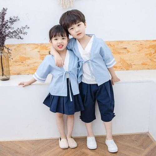 Child Tang Dynasty Dress Hanfu New Princess Dress Girl Ancient Chinese Costume School Uniform Boys Festival Outfit 3pcs SL1167
