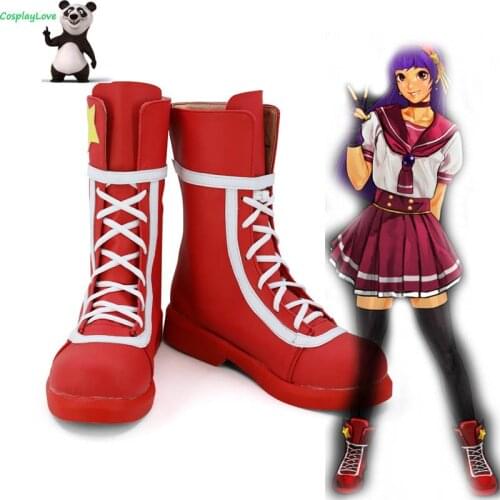 The King of Fighters XIV Asamiya Athena Red Shoes Cosplay Long Boots Leather Custom Made For Halloween