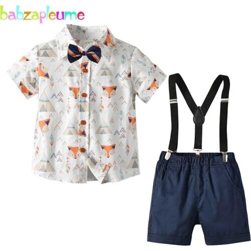 Toddler Boy Summer Clothes Cartoon Print Cotton Short Sleeve Baby T-shirt+Shorts For Kids Outfits Children Clothing Set BC1847-1
