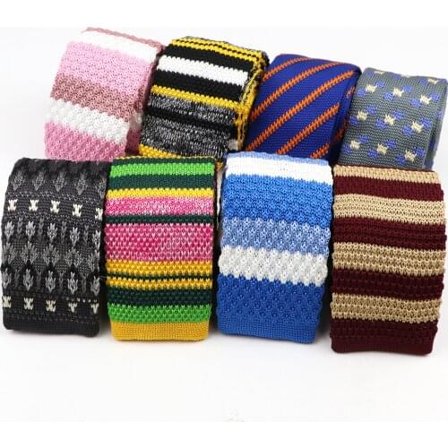 New 6cm Slim Knit Tie for Men Business Leisure Skinny Necktie Burgandy Colorful Striped Plaid Dots Cravate Narrow Tie Gift