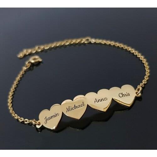 Customized Heart Nameplate Name Bracelet Personalized Custom Cuff Bangles Women Men Rose Gold Stainless Steel Jewelry Best Gift