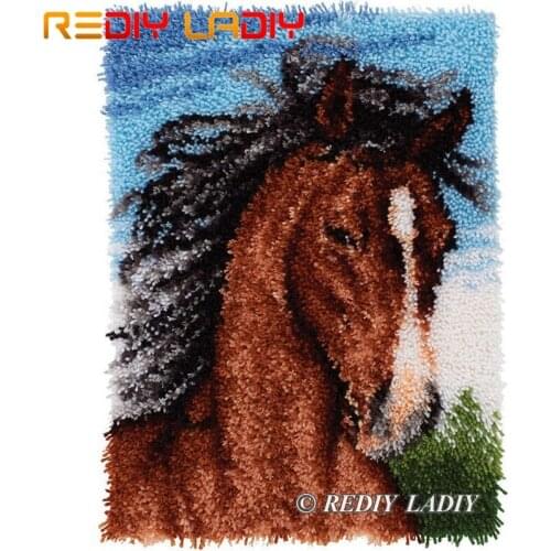 Latch Hook Kit Make Your Own Rug Animals Horse Tapestry Crochet Cushion Mat DIY Carpet Rug Set Pre-Printed Canvas Hobby & Crafts