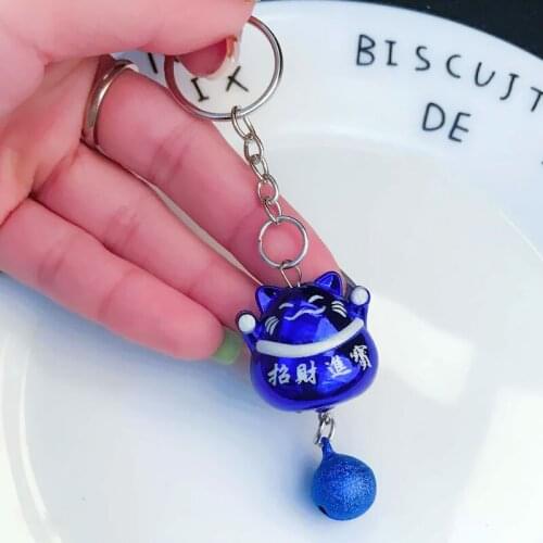 Cute toys doll lucky cat anime keychain Keyring women bag charm auto car accessories key chains crafts couple gift