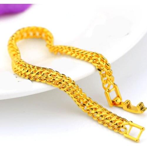 Vogue Mesh Wrist Chain Thin Yellow Gold Filled Womens Mens Bracelet High-end Jewelry Gift Drop Shipping