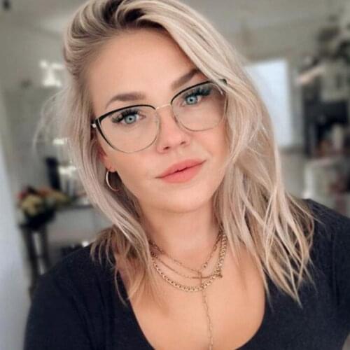 2021 Trends Office Anti Blue Light Green Orange Retro Computer Glasses Women Phone Work Filter Harmful Cat Eye Eyeglasses Frame