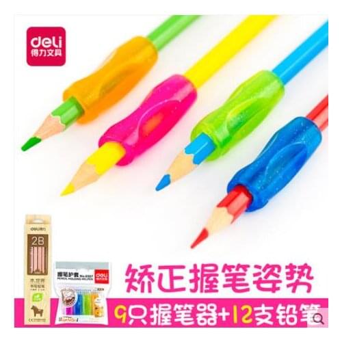 Soft glue pencil grip rectify posture of holding a pen free shopping