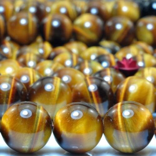 Natural Yellow Tigers Eye Smooth Round Loose Beads Wholesale Gemstone Semi Precious Stones Bracelet Necklace Diy Jewelry Making