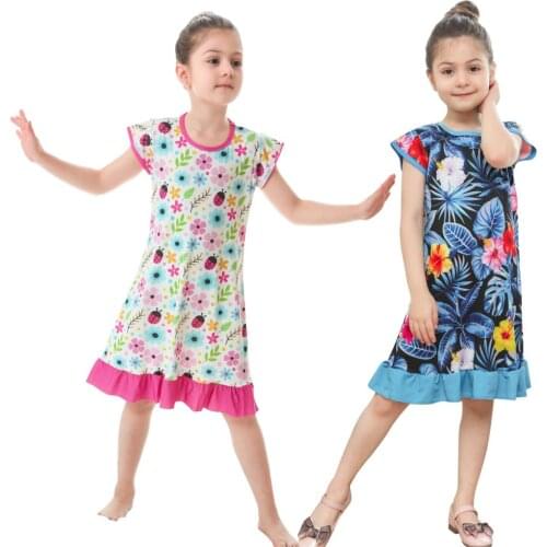 New Kids Nightgowns Children Floral Printing Dress Night Wear Girls Nightgowns Girls Pijamas Nightgown for 2-10Years Infantil