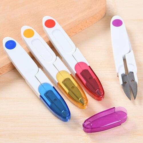 Scissors Plastic Handle Sewing DIY Plastic Handle Sewing Tool Color Transparent Tape Cover Stainless Steel Household