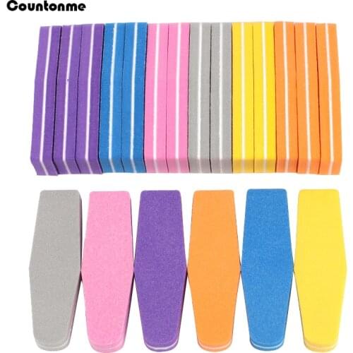 100Pcs Mini Sponge Nail File Colorful Polisher Buffer 100/180 Manicure Block Diamond Sanding File Double Sided Predicure Tools