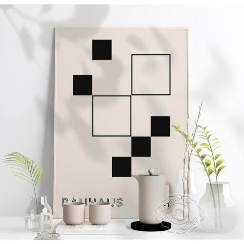 Bauhaus Black And creamy white Poster, Geometric Abstract Patterning Poster, Bauhaus Minimalist Letters Home Kid Room Wall Decor