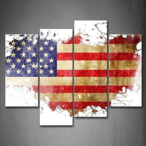 American Flag in Its CountryS Outline Wall Art Painting The Picture USA map Print On Canvas Ready To Hang Drop shipping