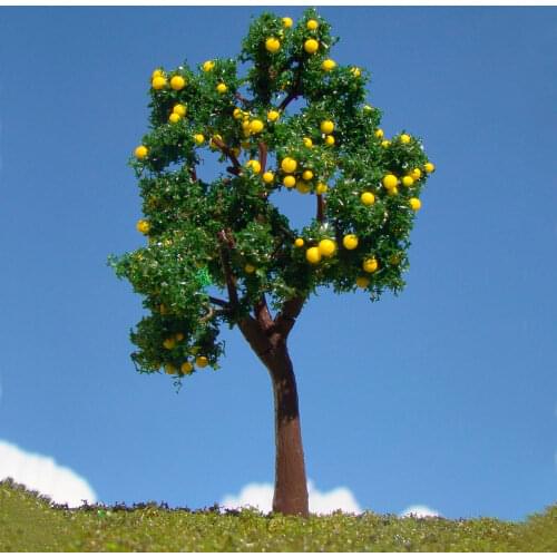 S0301Y11 20pcs OO O Scale Pagoda Yellow Fruit Model Trees Layout Scene For Railroad 11CM