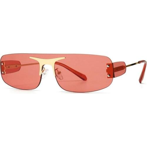 2020 New Vintage Metal Rimless Red Sunglasses Men Brand Designer Frameless Square Sun Glasses Female Mirror Shades NX
