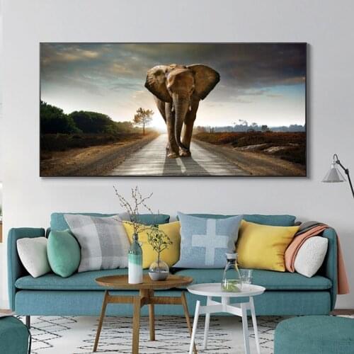 Modern African Tall Elephant Posters and Prints Wall Art Canvas Painting Room Wall Art Animal Picture Home Decoration Unframe