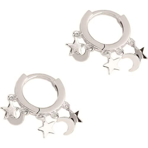 DARK DIAMOND-Starmoon hoop in 925 sterling silver or 18K gold plated