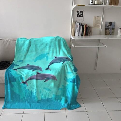 Bedroom Warm Blankets Cartoon Ocean Dolphin Sofa Throw Blankets Childrens Baby Soft Blankets Airplane Portable Blanket