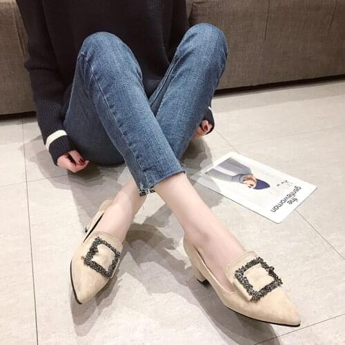 Pointed pumps shoes women Female sexy high heels large size mujer Spring hollow coarse sandals high-heeled shallow mouth U14-95