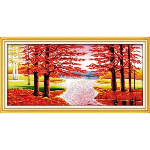 Everlasting Love Maples Bring Good Luck Chinese Cross Stitch Kits Ecological Cotton Stamped DIY New Year Christmas Decorations