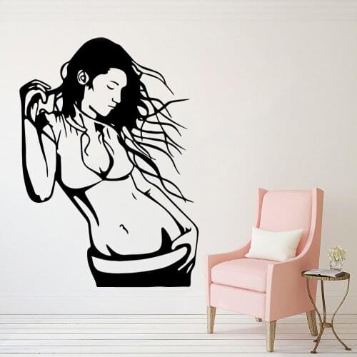 Vinyl Pretty sexy woman Family Wall Stickers Mural Art Home decoration For Kids Livingroom Nursery Room Decor Decals HY1792