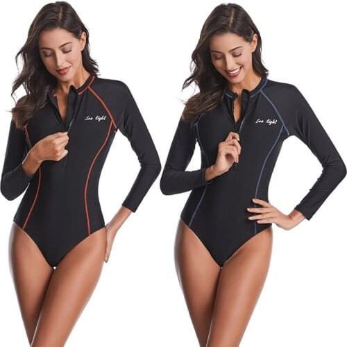 Womens Swimsuit Long-Sleeved Surf Patchwork Good Elasticity Women Swimming Suit