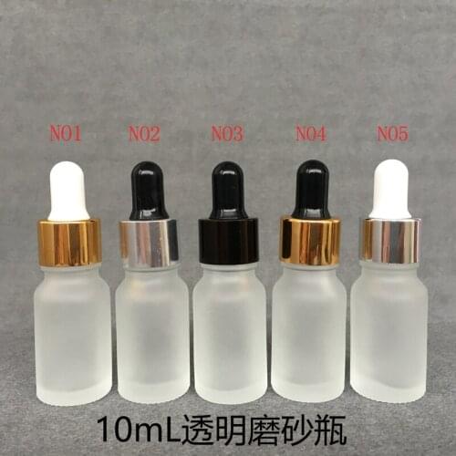 10ml Empty Frosted Glass Squeezable Dropper Bottles with 5 colors Cap Eye Liquid Dropper Sample Eyes Drop Bottle 10PCS/LOT