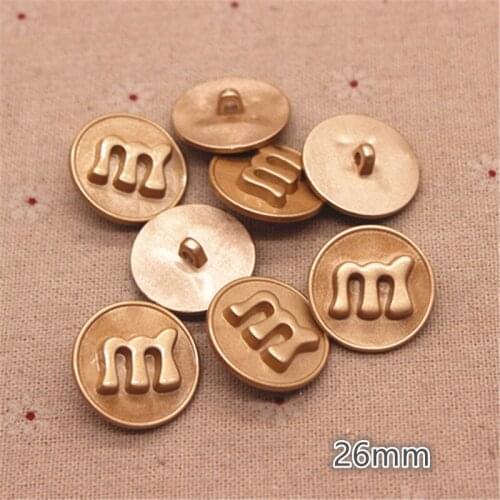 10PCS 26mm Letter M Bronze Color Plastic Shank Button DIY Decoration Jewelry/Craft Accessories