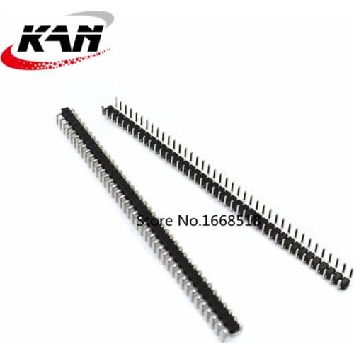 10pcs Pin header U-shaped pin header 2.54mm pitch 1*40P 40-pin Black plastic Green gold single-row pin