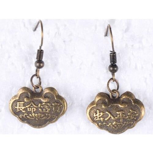 14*20MM Antique bronze vintage ancient amulet earrings for women earing metal alloy drop dangle earring jewelry fashion