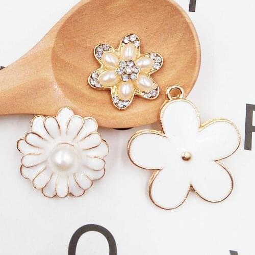 2pc / lot drip oil flower series diy handmade pearl jewelry accessories gifts