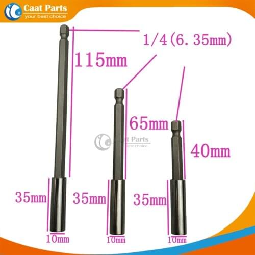 3pcs/set,(75mm,100mm 150mm) ,1/4, 6.35mm Stainless steel magnetic Connecting rod for electric screwdriver , Adapter head