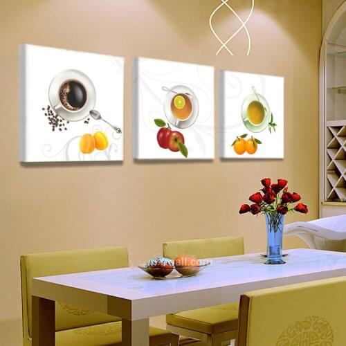 3 Piece Kitchen Decor Canvas Black Coffee Modern Realism Wall Picture Living Room Modular Picture K94