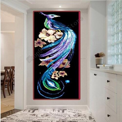 3D DIY diamond painting embroidery animal blue Phoenix cross stitch design crystal Rhinestone round diamond painting FF3808