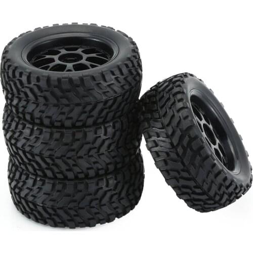 4Pcs Wheel Tyre Rubber Tire With Plastic Hub for 1/10 Scale RC Short-course Truck Anti-skid Surface Rubber Tire RC Accessory