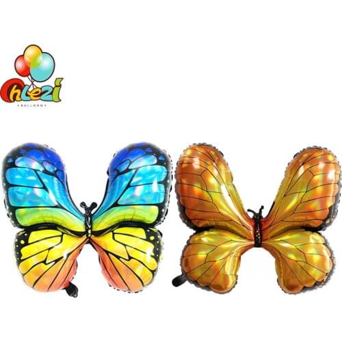 50pcs wholesale Laser butterfly Foil balloons Wedding birthday party decorations Kids toy Golden rainbow butterfly Helium Globos