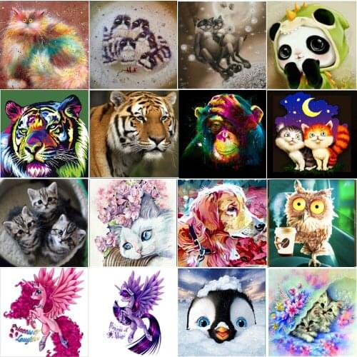 5DDIY diamond painting animal tiger cat embroidery cross stitch Mosaic sticker home decoration wall stickers handmade New Year