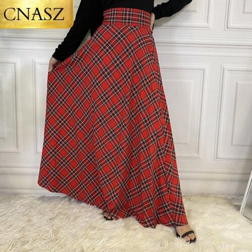 Abaya Dubai Plaid High Waist Ankle Muslim Fashion Long Skirt Jupe Femme Elegant Turkey Maxi Islam Clothing De Mode Casual Dress