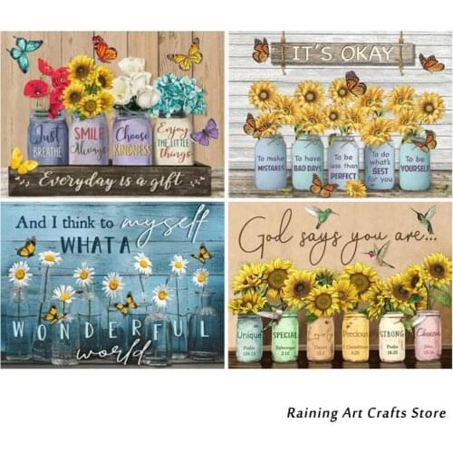 Diy 5D Diamond Painting Daisy Sunflower Vase Embroidery Cross Stitch Kits Flower Butterfly Mosaic Pictures Wall Art Home Decor