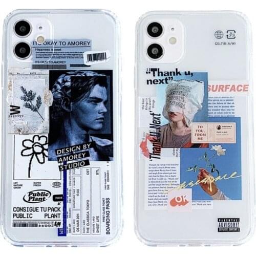 Fashion Label Girl Boy Phone Cases on For iPhone 12 Mini 11 Pro XS Max XR X 7 8 Plus SE 2020 Clear Straight Edge Soft TPU Cover
