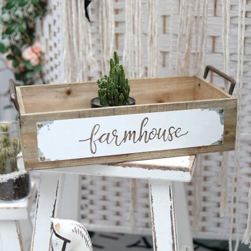 Wooden Planter Box Garden Plant Flower Pot Decorative Yard MicroLandscape Flower Vintage Succulent Container Gardening Decor