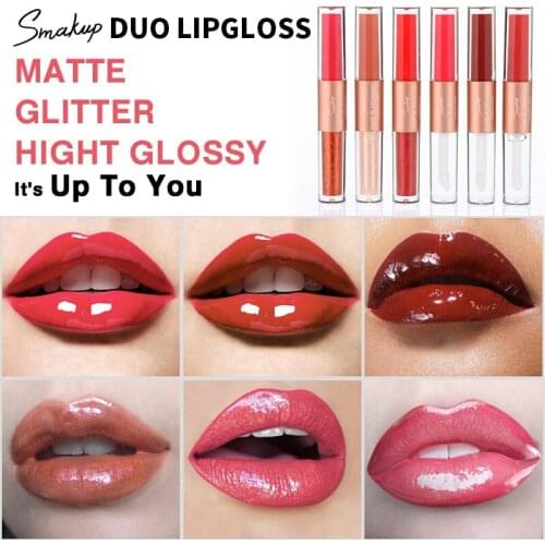 6 Colors Double End Matte Lipstick Lipgloss Wateproof Long Lasting Pigment Non-stick Cup Lips Tint Makeup Cosmetics TSLM1
