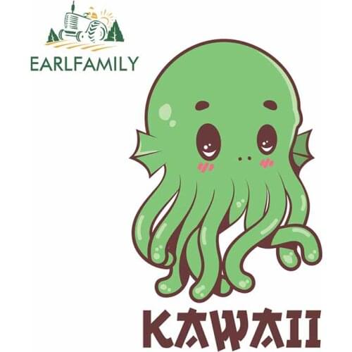 EARLFAMILY 13cm x 8.2cm for Cthulhu Kawaii Octopus Refrigerator Anime Laptop Cartoon Decal Trunk Windshield Bumper Car Stickers